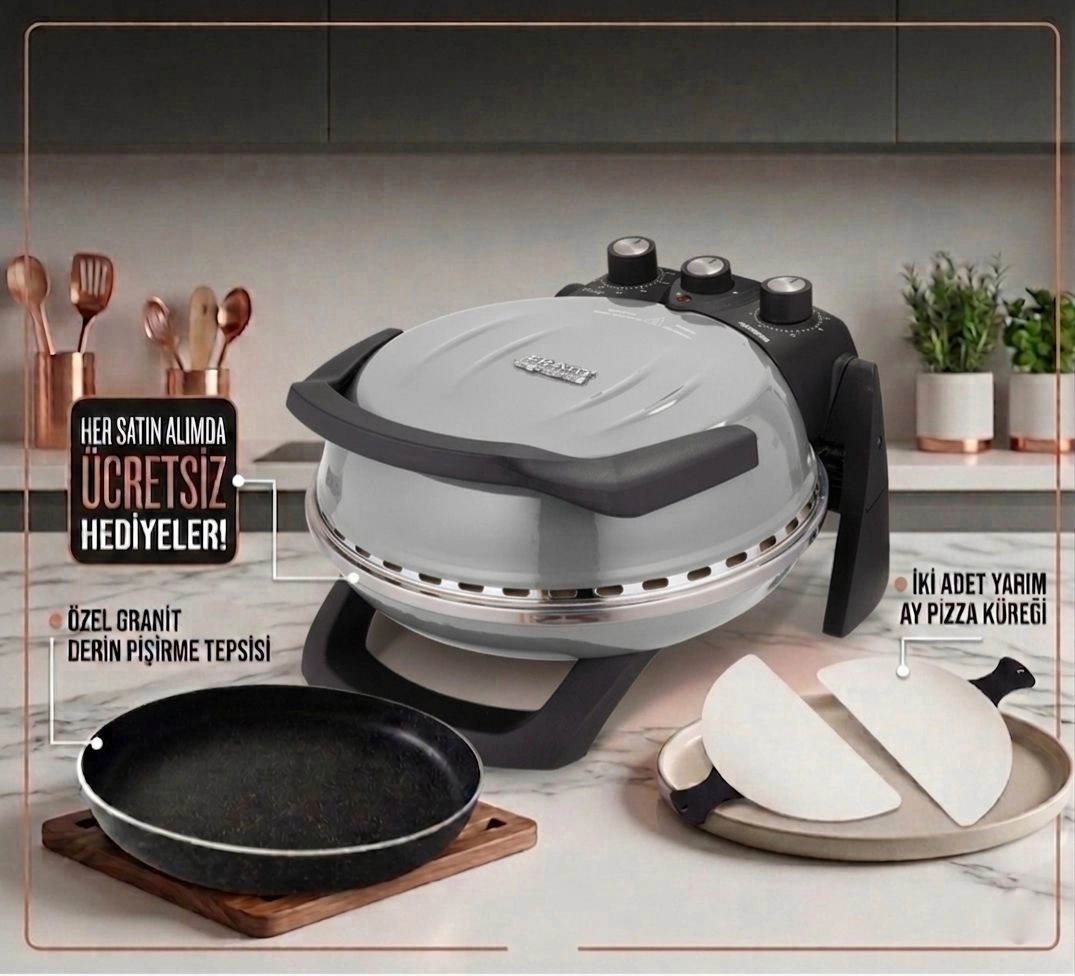 GRİ Gözdehome Erato Taşfırınım Doğal Taş Tabanlı Pizza Makinesi