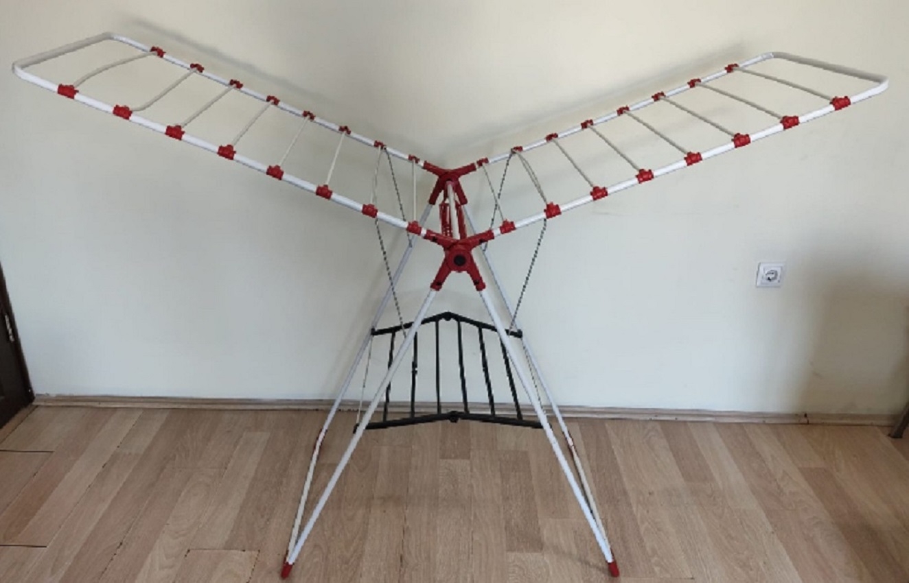 Çamaşır Kurutmalık Askısı Kalın Borulu Lux Model 626 Beyaz-Kırmızı