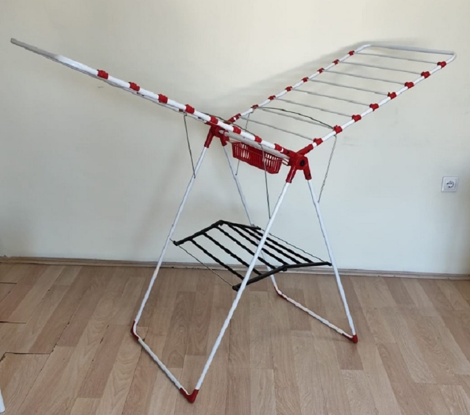 Çamaşır Kurutmalık Askısı Kalın Borulu Lux Model 626 Beyaz-Kırmızı