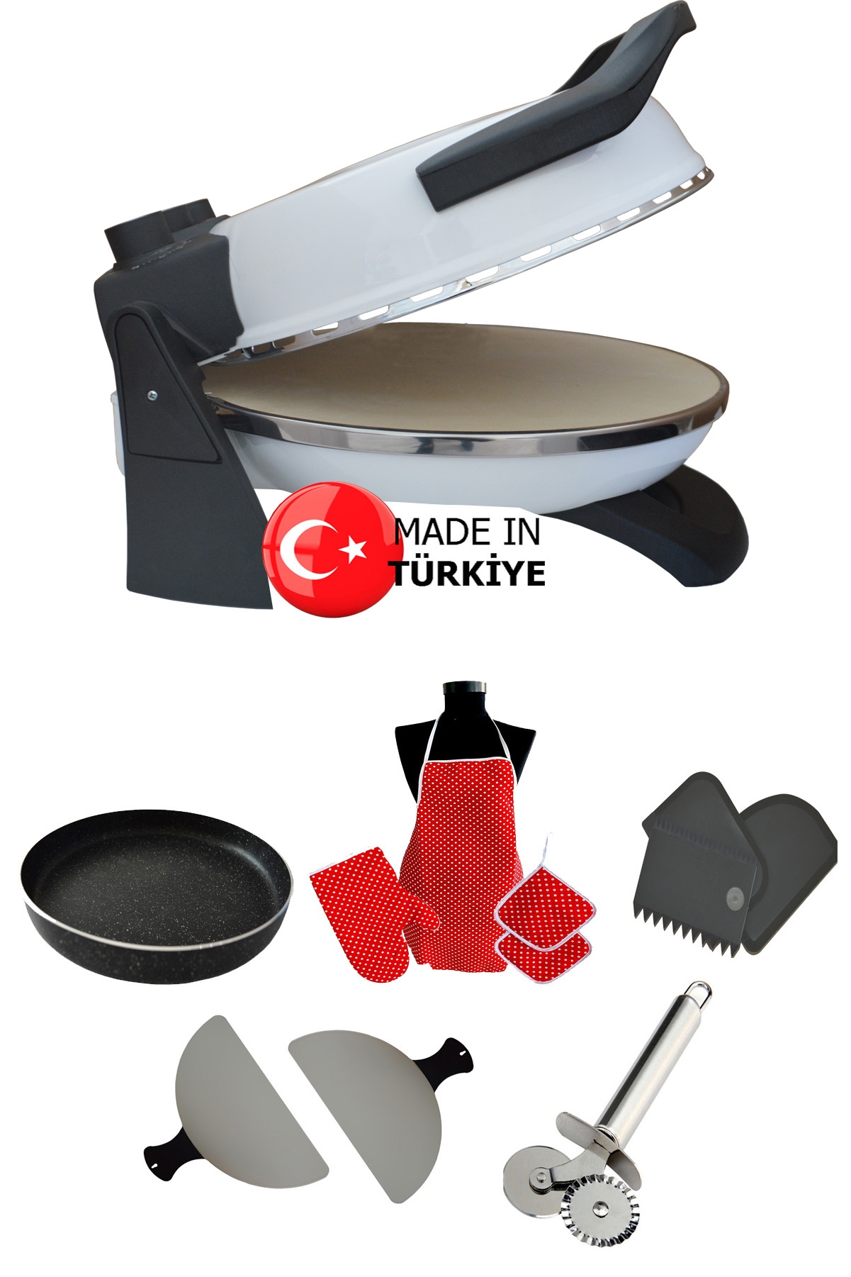 Gözdehome Erato Taşfırınım Doğal Taş Tabanlı Pizza Makinesi - BEYAZ