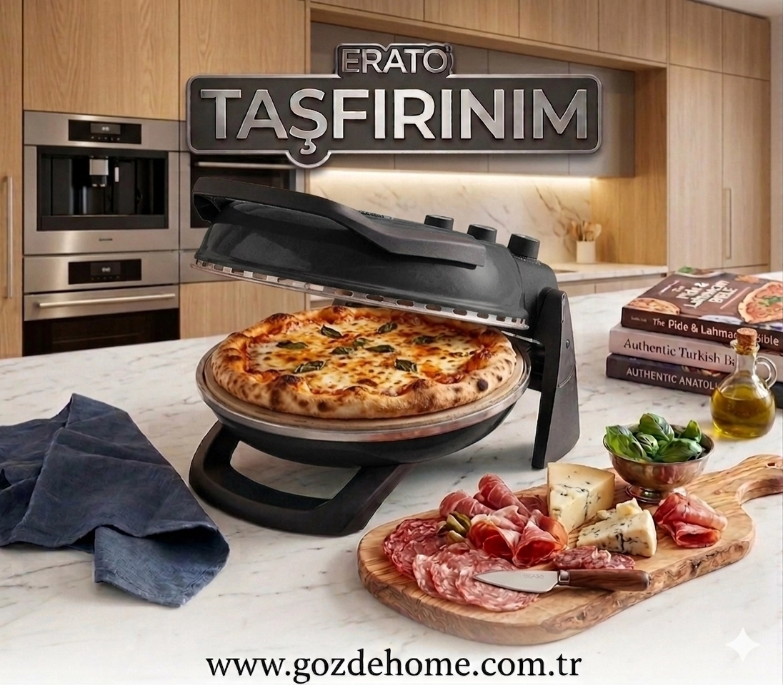 SİYAH Gözdehome Erato Taşfırınım Doğal Taş Tabanlı Pizza Makinesi