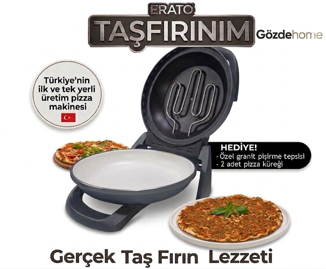 ANTRASİT Gözdehome Erato Taşfırınım Doğal Taş Tabanlı Pizza Makinesi