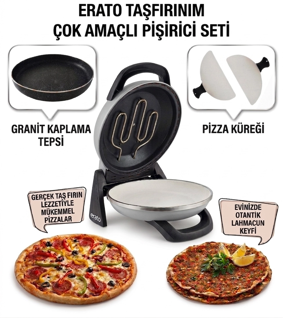 GRİ Gözdehome Erato Taşfırınım Doğal Taş Tabanlı Pizza Makinesi