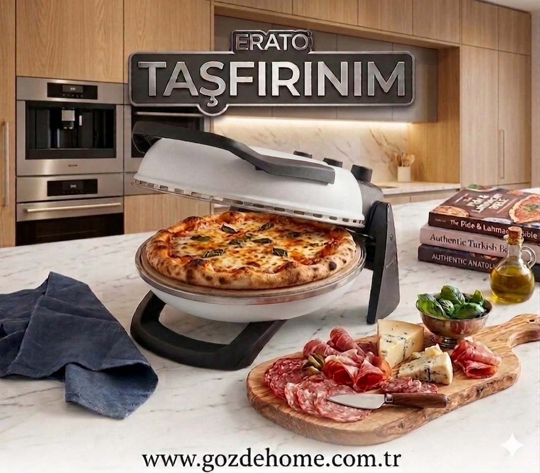 BEYAZ Gözdehome Erato Taşfırınım Doğal Taş Tabanlı Pizza Makinesi