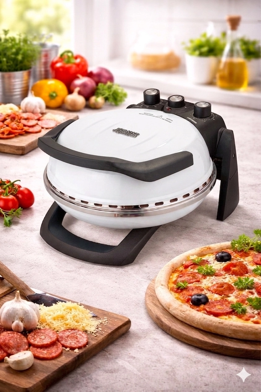 BEYAZ Gözdehome Erato Taşfırınım Doğal Taş Tabanlı Pizza Makinesi