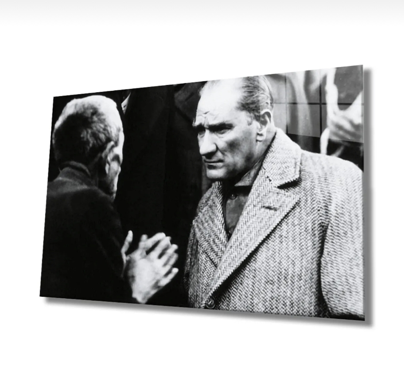 Gözdehome Halkı Dinleyen Atatürk Cam Tablo