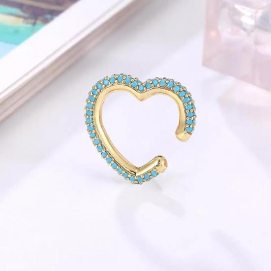 Kadın Gold Zirkon Taşlı Kalp Earcuff Kıkırdak Küpe