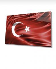 Gözdehome Kırmızı Türk Bayrağı Cam Tablo
