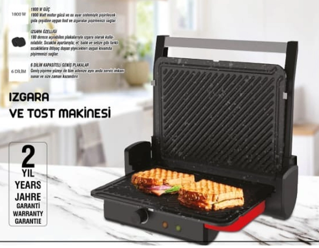 Essence 6 Dilim Kapasiteli Tost Makinesi Siyah