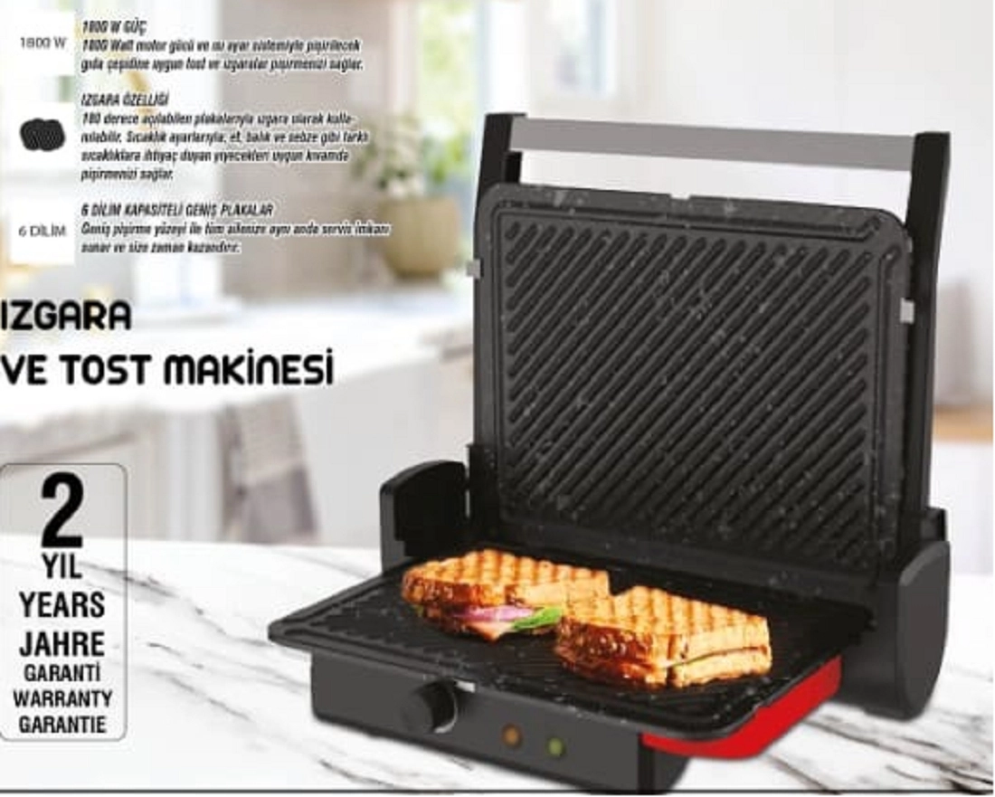 Essence 6 Dilim Kapasiteli Tost Makinesi Kırmızı